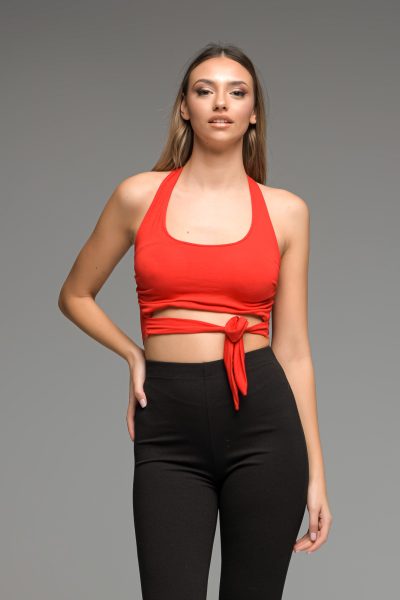 Κοκκινο Crop Top Με Δέσιμο
