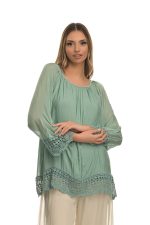 Κυπαρισσί Μακρυμάνικη Μπλούζα Με Κεντήματα