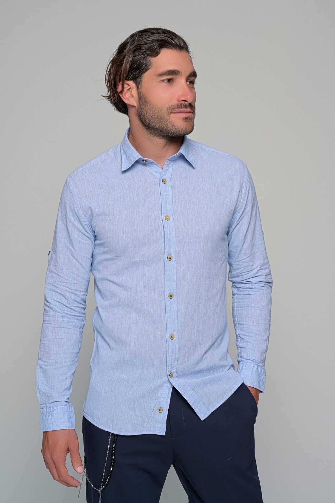 ΛΙΝΟ ΠΟΥΚΑΜΙΣΟ MODENA BEN TAILOR - ΣΙΕΛ - Ανδρικά