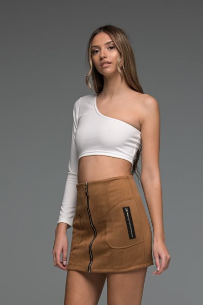 Λευκό Κρεπ Crop Top - Image 3