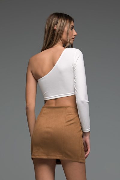 Λευκό Κρεπ Crop Top - Image 4