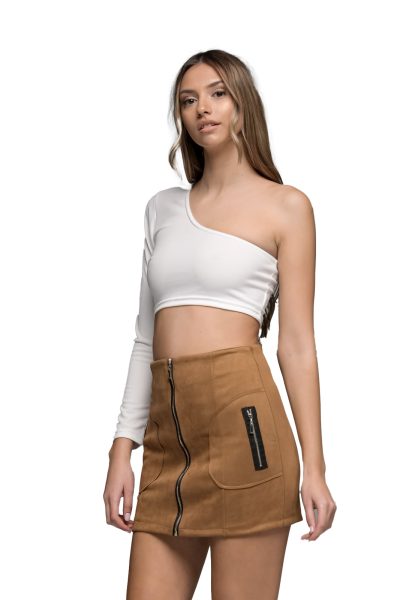 Λευκό Κρεπ Crop Top - Image 6