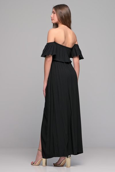 Μάξι Μαύρο Φόρεμα Με Σούρες - Image 5