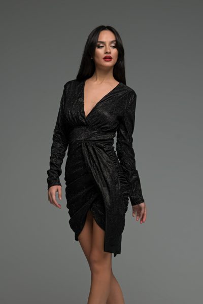 Μίνι Μαύρο Glitter Φόρεμα - Image 3