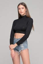 Μαύρο Crop Top Ζιβάγκο