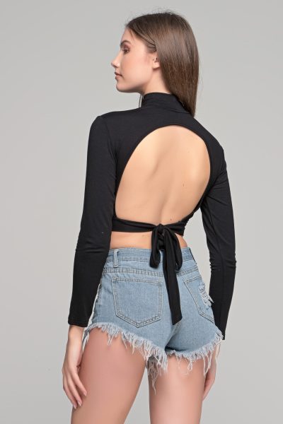 Μαύρο Crop Top Ζιβάγκο - Image 3