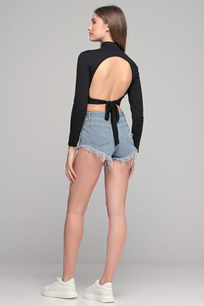 Μαύρο Crop Top Ζιβάγκο - Image 4