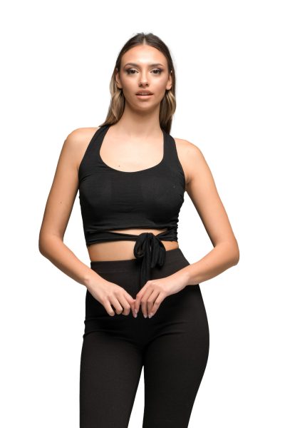 Μαύρο Crop Top Με Δέσιμο - Image 5