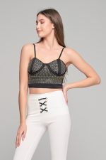 Μαύρο Crop Top Με Χρυσά Τρουκς