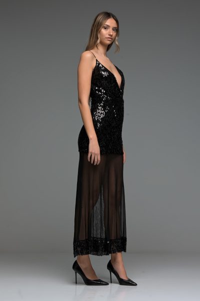 Μαύρο Maxi Sequin Φόρεμα - Image 4
