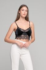 Μαύρο Velvet Crop Top