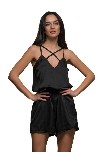 Μαύρο Σατέν Playsuit - Image 5