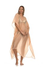 Μπεζ Διαφανές Χυτό Μάξι Καφτάνι
