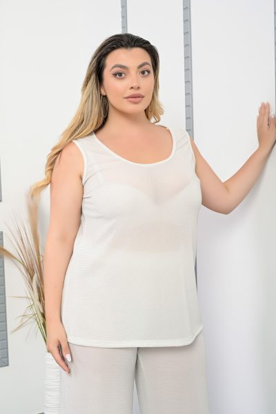 Μπλούζα Αμάνικη Εκρού - Plus Size - Image 2