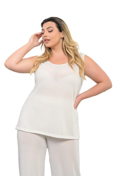 Μπλούζα Αμάνικη Εκρού - Plus Size - Image 9