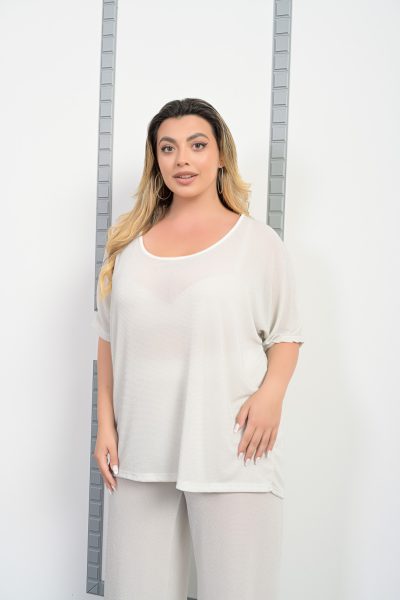 Μπλούζα Κοντομάνικη Εκρού - Plus Size - Image 2
