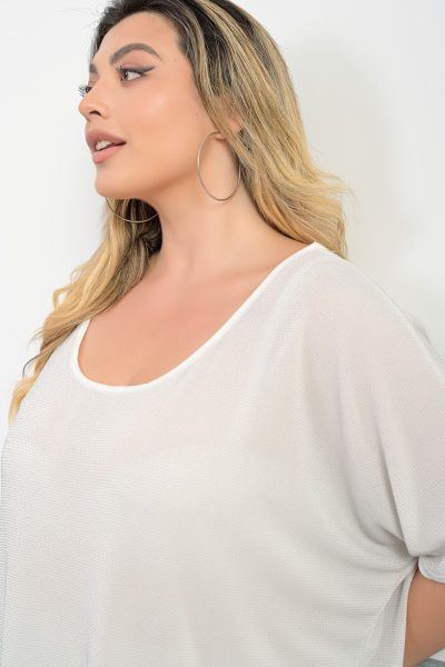 Μπλούζα Κοντομάνικη Εκρού - Plus Size - Image 5