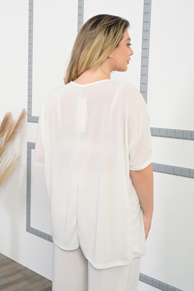 Μπλούζα Κοντομάνικη Εκρού - Plus Size - Image 6
