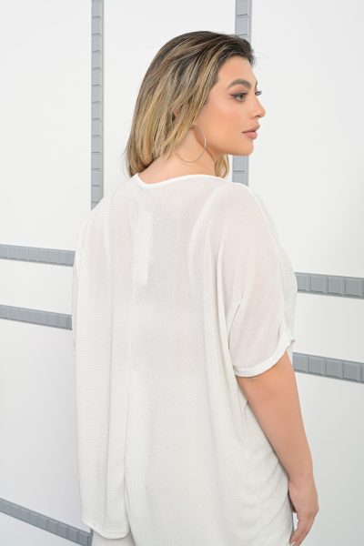 Μπλούζα Κοντομάνικη Εκρού - Plus Size - Image 7