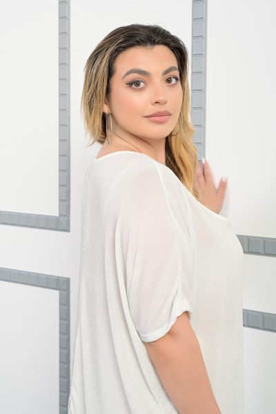 Μπλούζα Κοντομάνικη Εκρού - Plus Size - Image 8