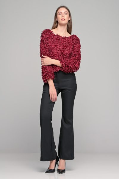 Μπορντό Loose Μπλούζα Μακρυμάνικη - Image 2