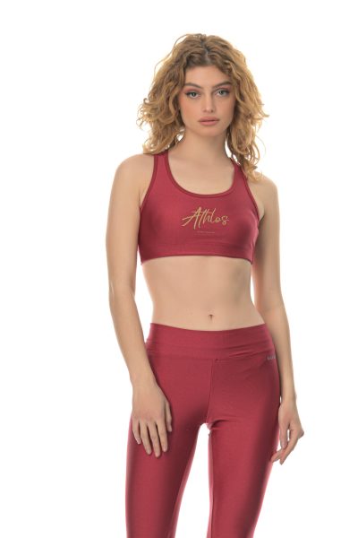 Μπουστάκι  Γυαλιστερό Fashion Sport Athlos Γυναικεία-Μπορντό - Image 2