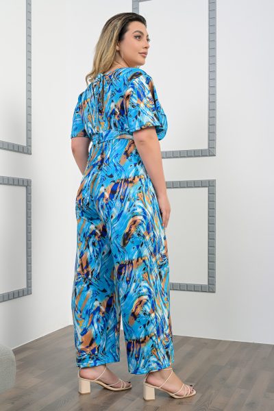 Ολόσωμη Φόρμα Εμπριμέ Με Κοντό Μανίκι – Plus Size - Image 2