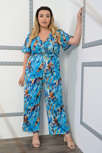 Ολόσωμη Φόρμα Εμπριμέ Με Κοντό Μανίκι – Plus Size - Image 6