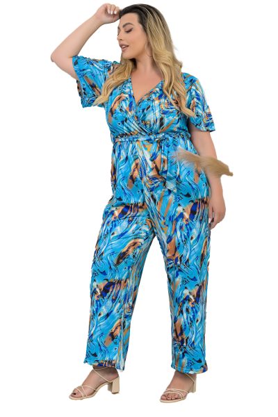 Ολόσωμη Φόρμα Εμπριμέ Με Κοντό Μανίκι – Plus Size - Image 9