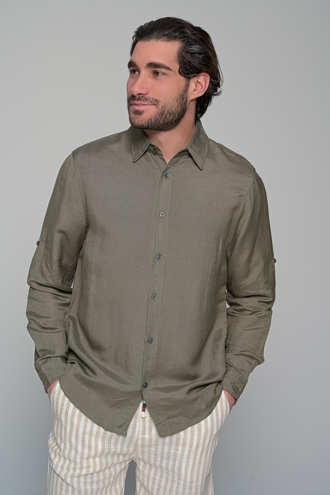 ΠΟΥΚΑΜΙΣΟ BOLD WAVE BEN TAILOR - ΧΑΚΙ - Ανδρικά