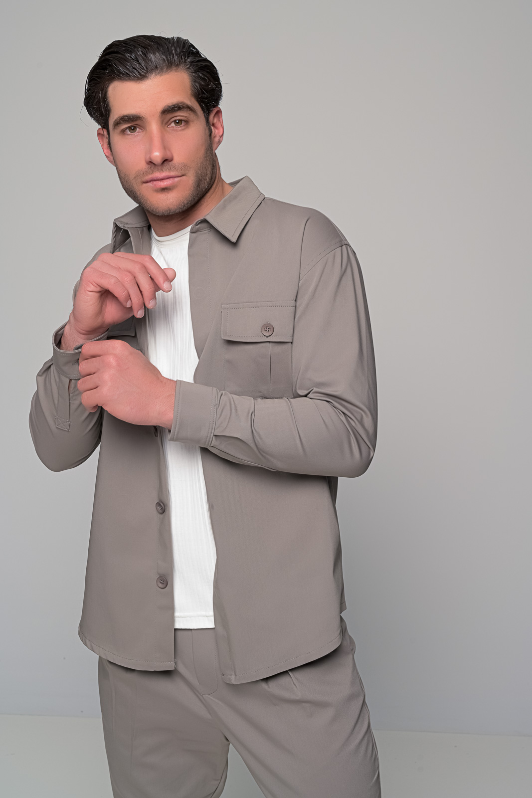 ΠΟΥΚΑΜΙΣΟ BOLOGNA BEN TAILOR-ΓΚΡΙ - Ανδρικά