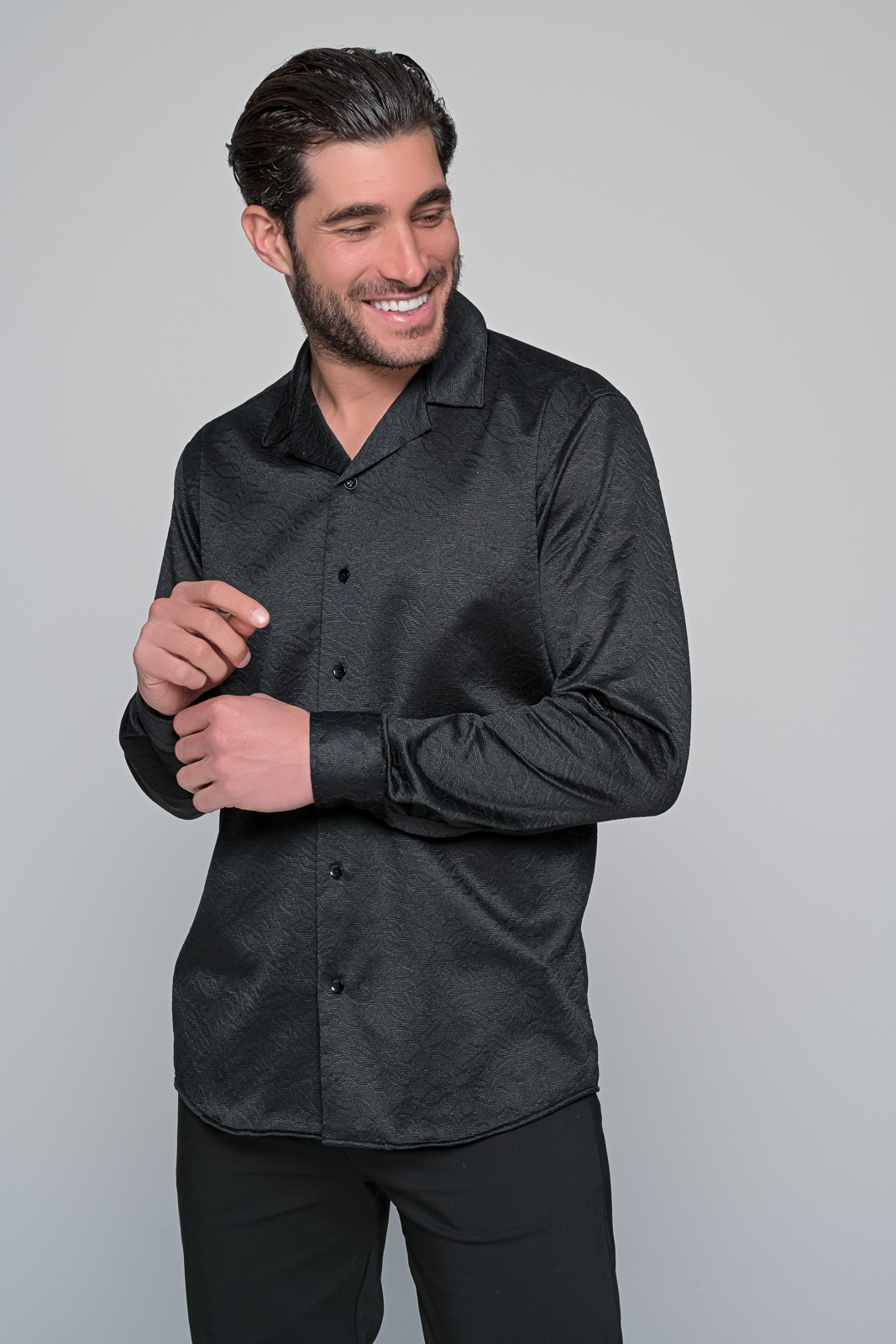 ΠΟΥΚΑΜΙΣΟ CROCHET BEN TAILOR - ΜΑΥΡΟ - Ανδρικά