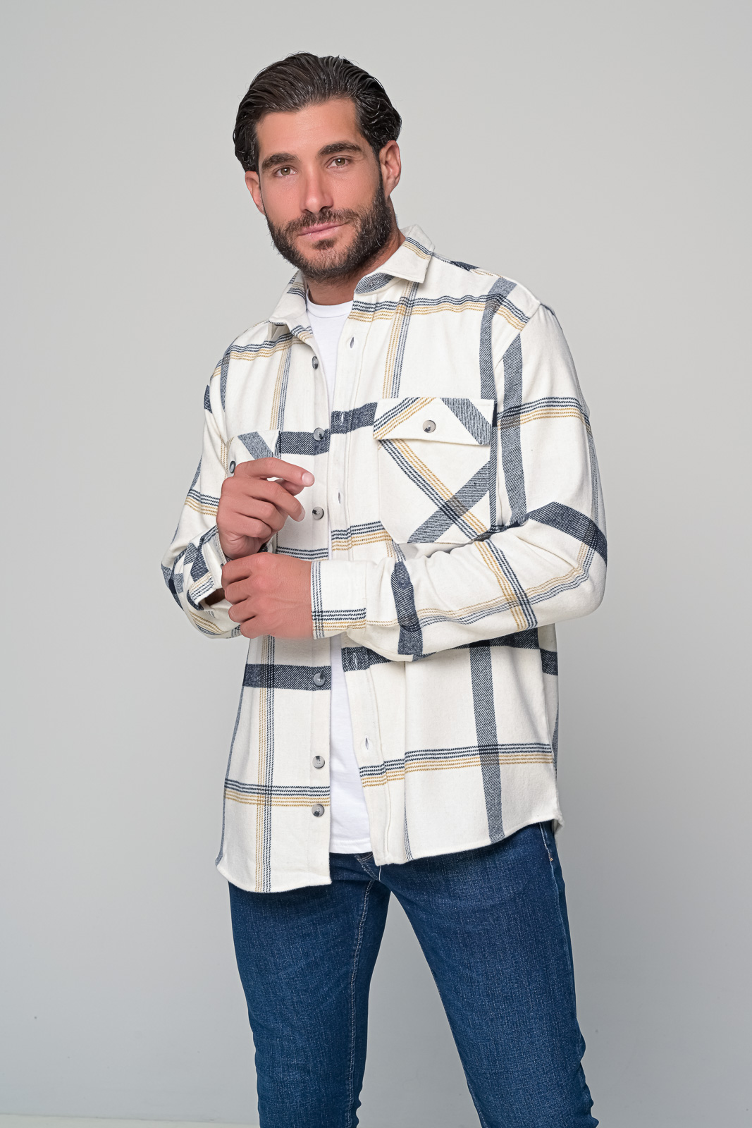 ΠΟΥΚΑΜΙΣΟ FLANNEL BUTTER BEN TAILOR - ΕΚΡΟΥ - Ανδρικά