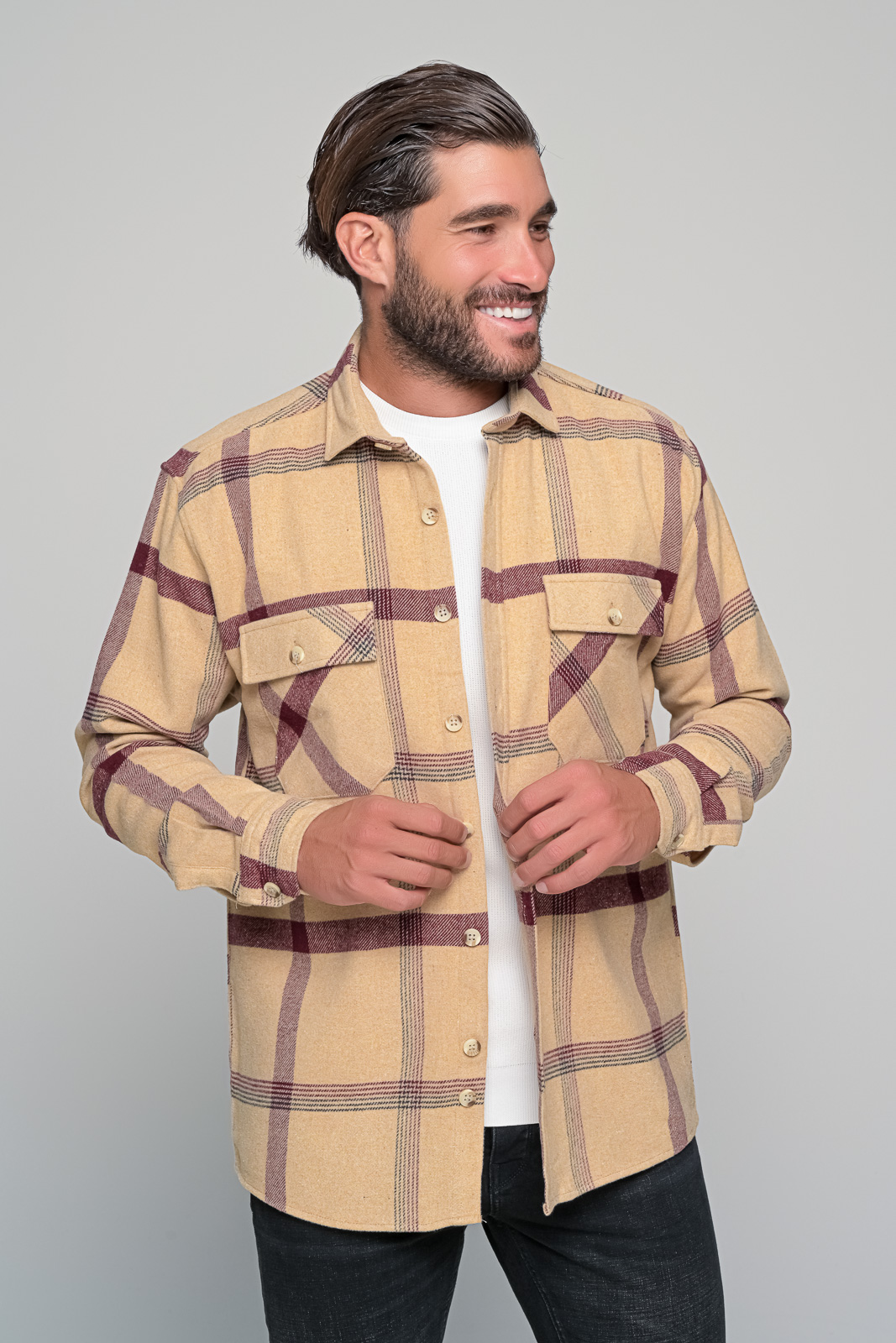 ΠΟΥΚΑΜΙΣΟ FLANNEL BUTTER BEN TAILOR - ΜΠΕΖ - Ανδρικά