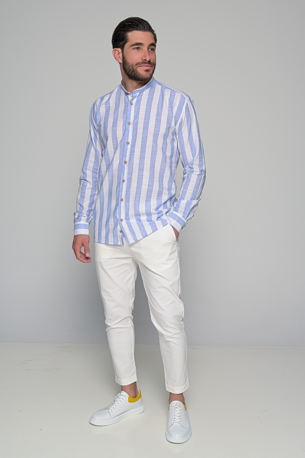 ΠΟΥΚΑΜΙΣΟ OCEAN STRIPE BEN TAILOR - ΣΙΕΛ - Ανδρικά