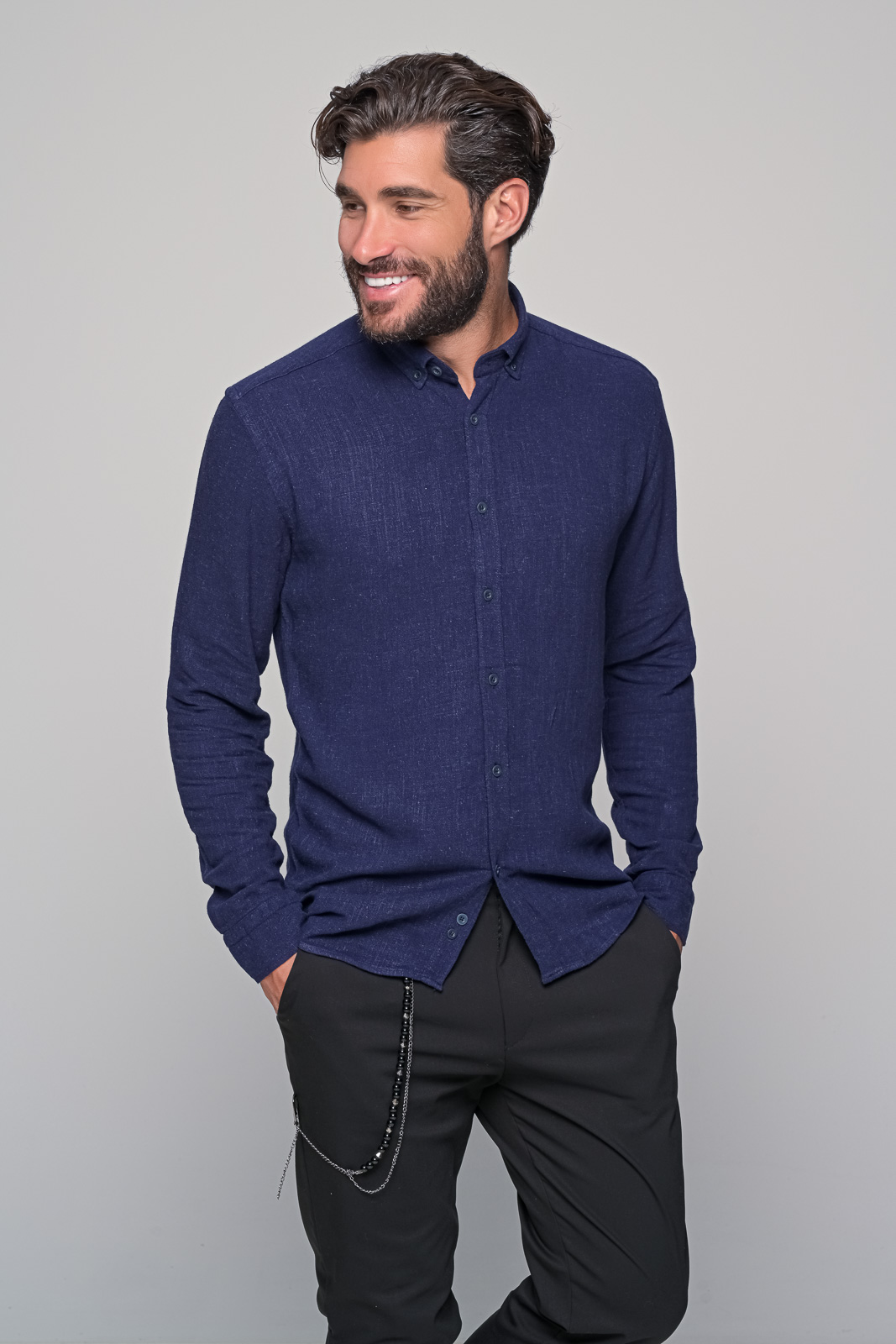 ΠΟΥΚΑΜΙΣΟ OCEANO BEN TAILOR - ΜΠΛΕ - Ανδρικά