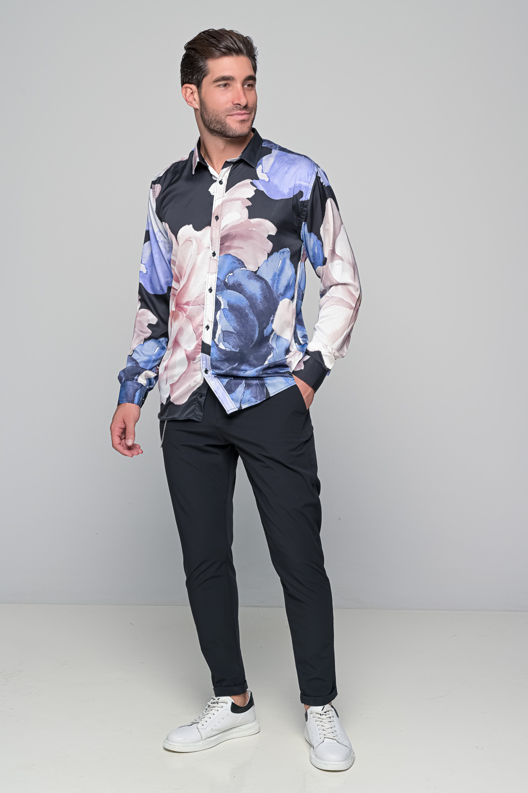 ΠΟΥΚΑΜΙΣΟ SATIN NOIR BEN TAILOR-ΜΠΛΕ - Ανδρικά