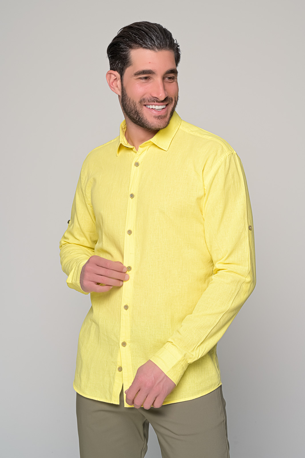 ΠΟΥΚΑΜΙΣΟ ΛΙΝΟ ISLAND BEN TAILOR-ΚΙΤΡΙΝΟ - Ανδρικά