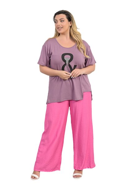 Παντελόνα Με Λάστιχο Στην Μέση Φούξια – Plus Size - Image 7
