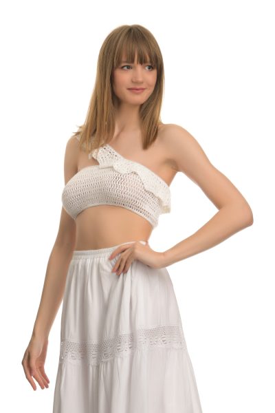 Πλεκτό Crop Top Με Διακριτικό Βολάν - Image 2