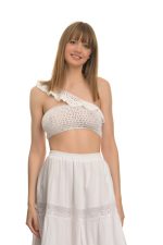 Πλεκτό Crop Top Με Διακριτικό Βολάν