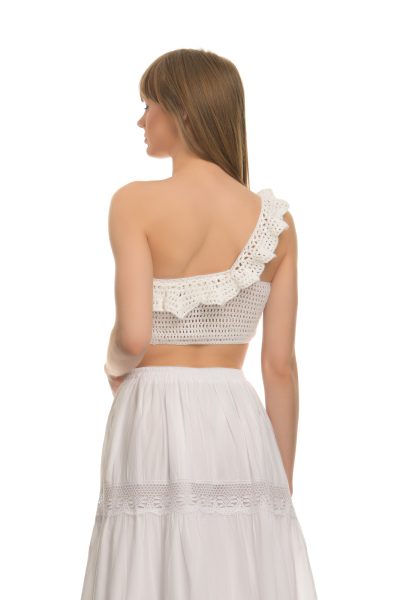 Πλεκτό Crop Top Με Διακριτικό Βολάν - Image 4