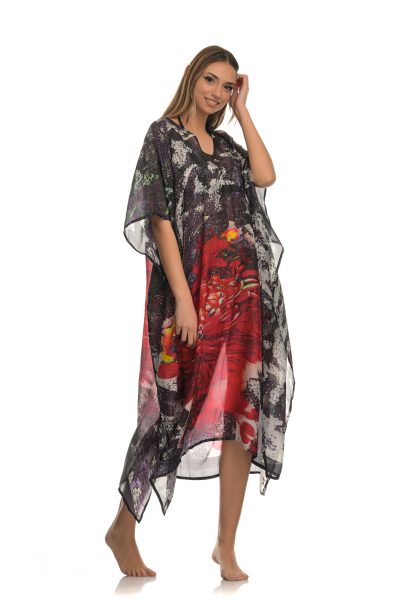 Πολύχρωμο Ασύμμετρο Καφτάνι Με Print - Image 2