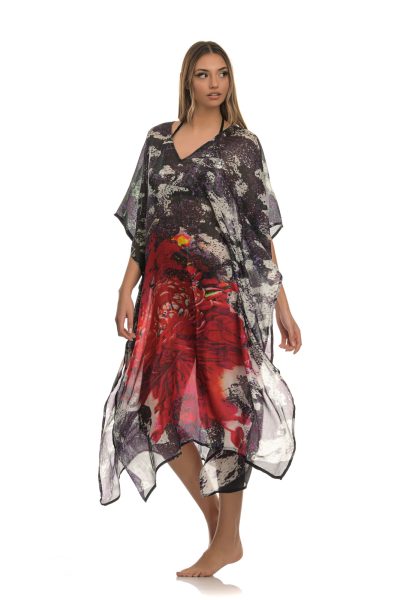 Πολύχρωμο Ασύμμετρο Καφτάνι Με Print - Image 3