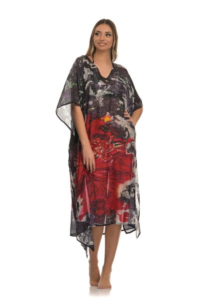 Πολύχρωμο Ασύμμετρο Καφτάνι Με Print