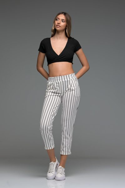 Ριγέ Ελαστικό Παντελόνι - Image 2