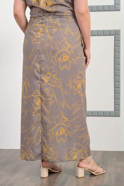 Φούστα Μακριά Σε Χακί Φλοράλ – Plus Size - Image 7