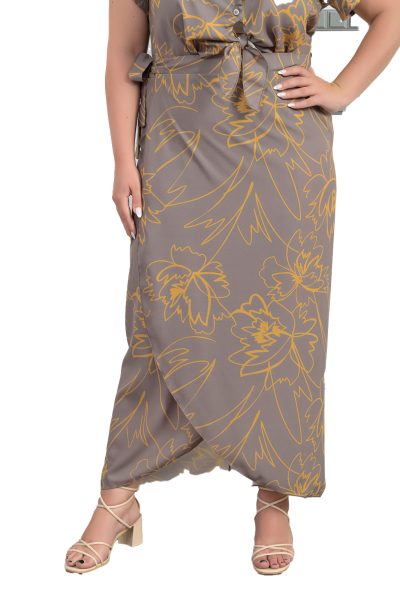Φούστα Μακριά Σε Χακί Φλοράλ – Plus Size - Image 9