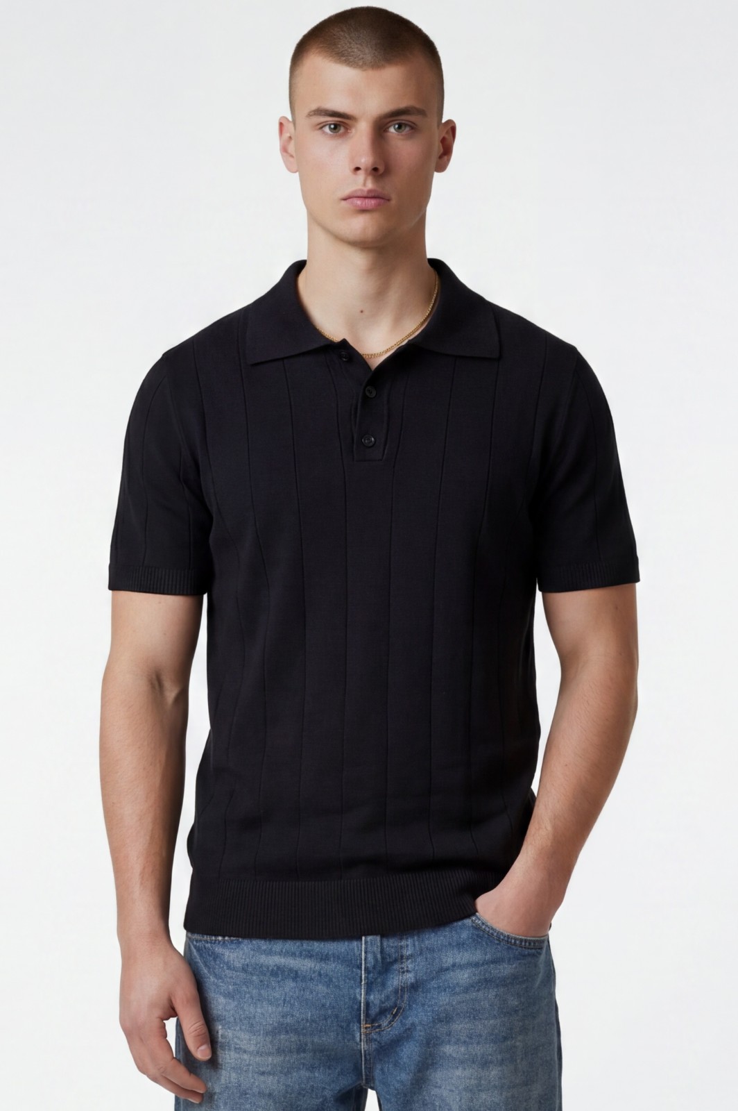 ΜΠΛΟΥΖΑ ΠΟΛΟ RILIEVO - ΜΑΥΡΟ - Ανδρικά