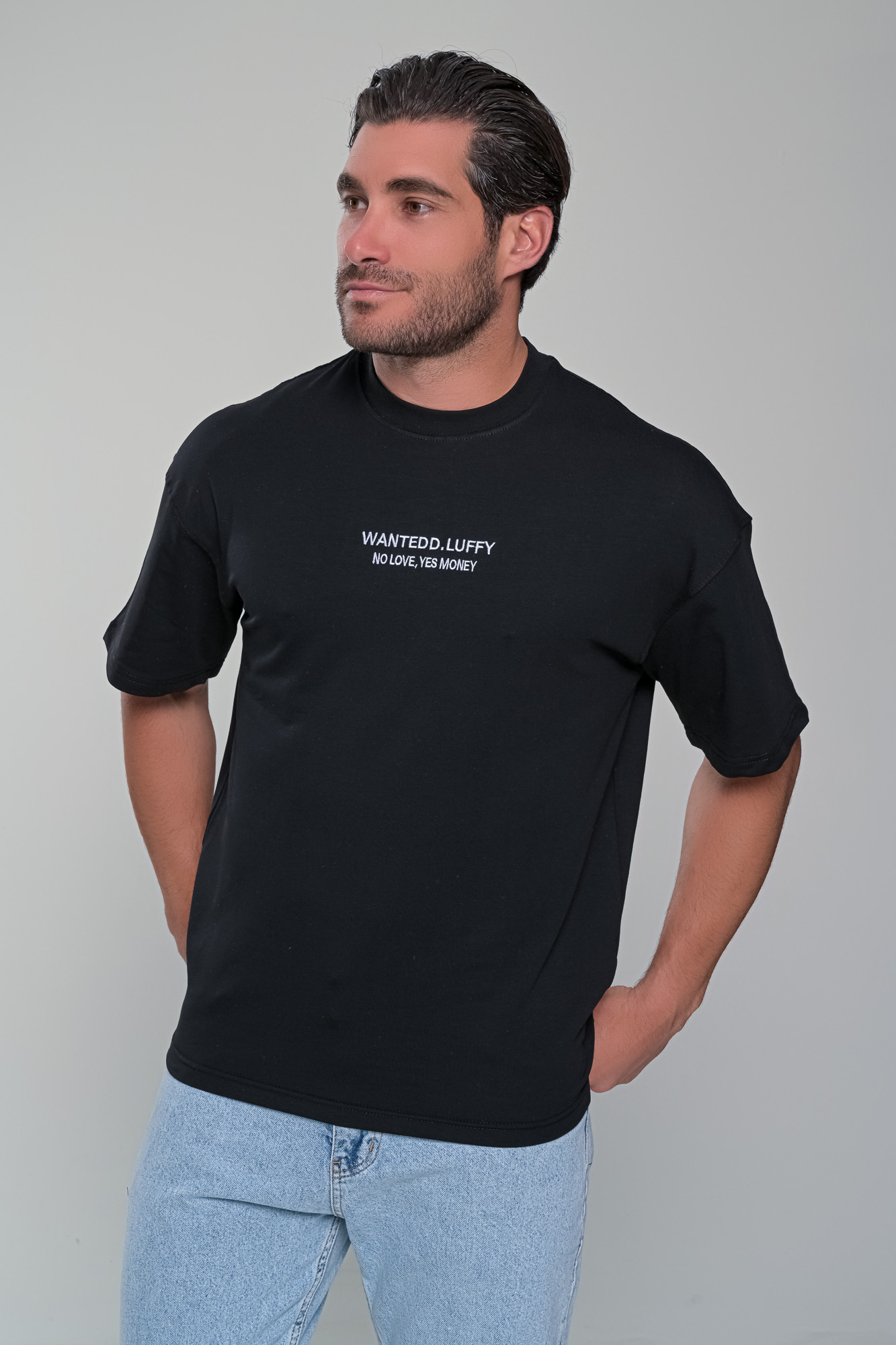 T-SHIRT NO LOVE YES MONEY - ΜΑΥΡΟ - Ανδρικά
